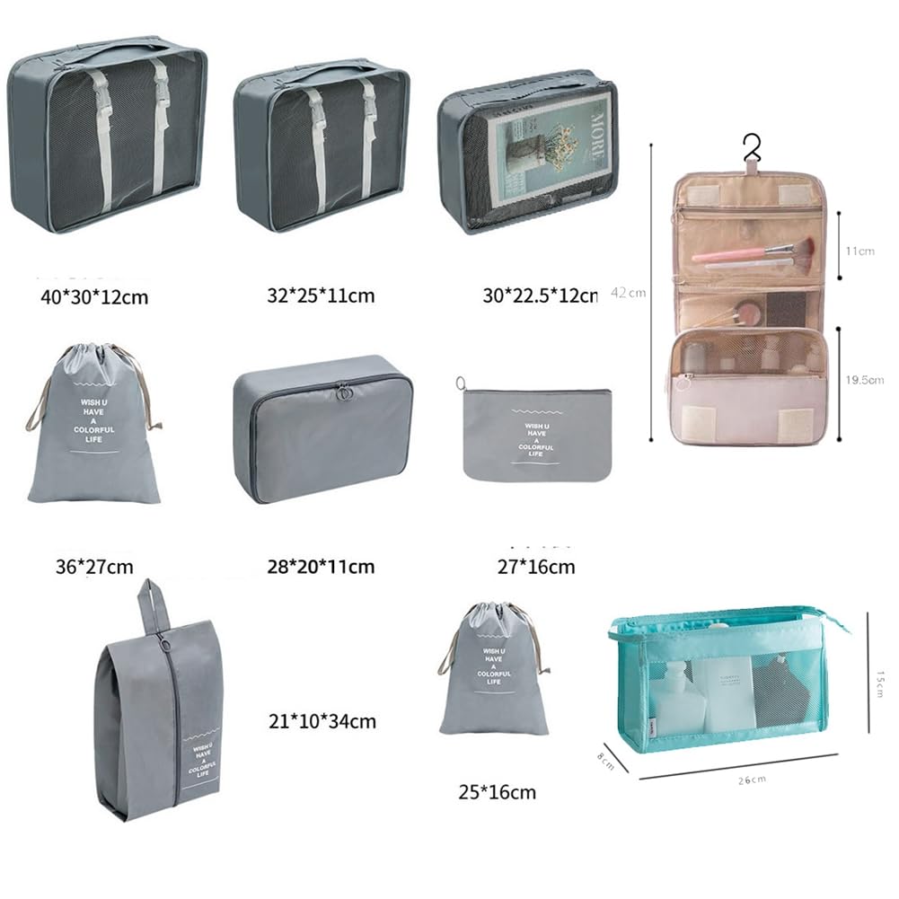 Organizador de maletas, ligero, equipaje de mano, bolsa de compresión parcial, organizador de maletas, juego con Ompression impermeable, bolsa de cosméticos, juego de bolsas de ropa