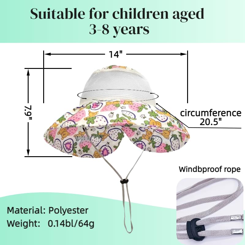 Kids Beach Hat Thin mesh Hats kids'fisherman Summer Sun Hats for Kids(5-10 Years)4
