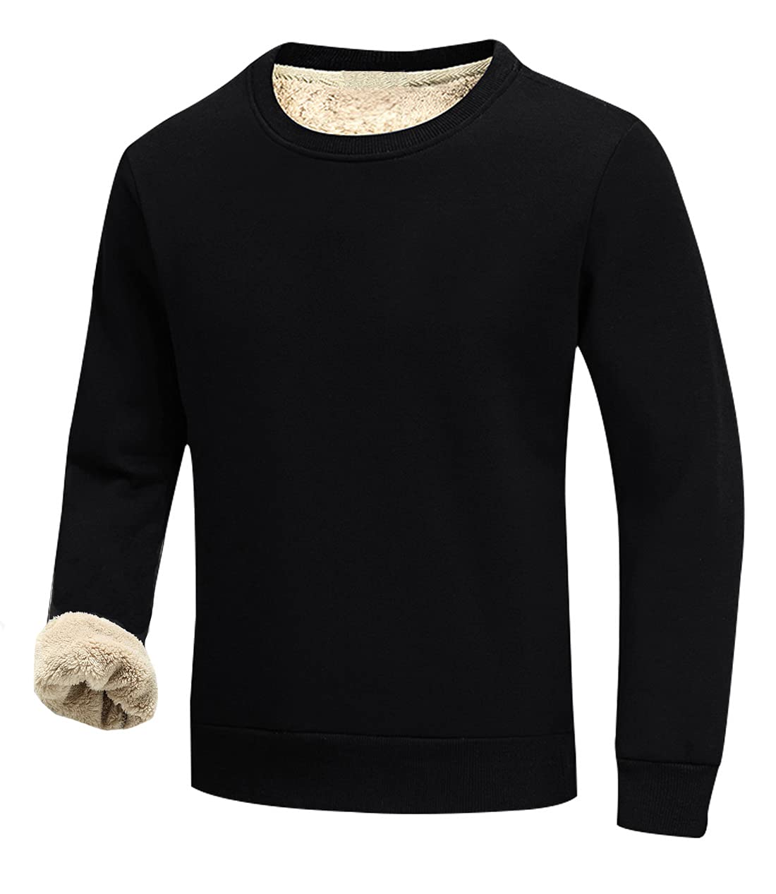 Mens Fleece Crewneck Sweatshirts Sherpa Lined Pullover Winter Warm Shirt