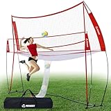 Volleyball Net Training Equipment, 11FTx14FT Adjustable Practice Net with Ball Return System for Backyard Outdoor Indoor Use, Easy Setup for Solo Training, Team Drills, Serving & Spiking Practice