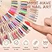 KAZIPOP 300 Tips Nail Swatch Sticks with Metal Split Ring Fan-shaped Display Nail Practice Sticks Nail Sample Swatches for Nail Art Polish Practice Nail Color Display (Natural)