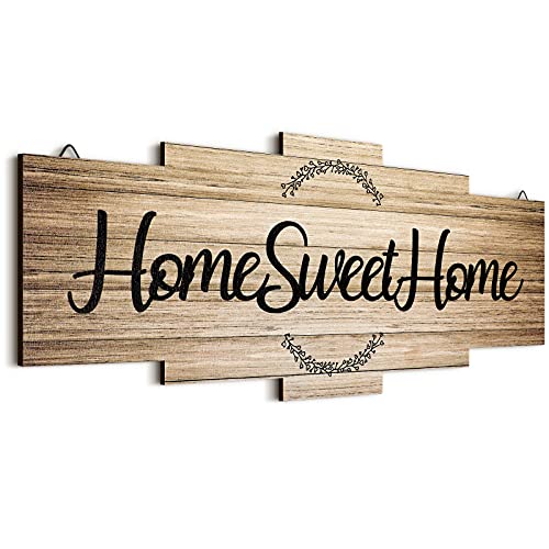 Jetec Home Sweet Home Sign, Rustic Wood Home Wall Decor, Large Farmhouse Home Sign Plaque Wall Hanging Wooden Sign for…