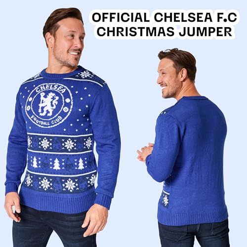 Chelsea F.C. Christmas Sweater Men Teenagers Crew Neck Long Sleeve Holiday Festive Knit Sweater M-3XL Mens Gifts4