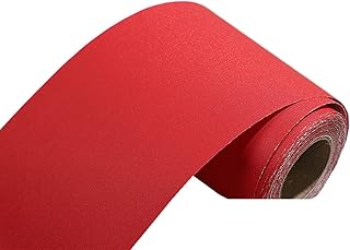 NB Self Adhesive Solid Color Frosted Wallpaper Border Stick Waterproof Wall Border Easy to Apply Kitchen Bathroom Tiles Sticker 4 x 196inch (Red)