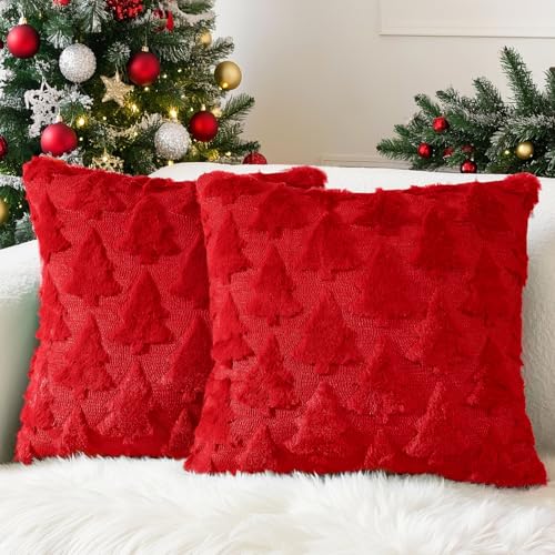 Samtkissen Weihnachten 18 Lonya 2 Stück Kissenbezug Weihnachten 45 x 45 cm Super Weich Plüsch...