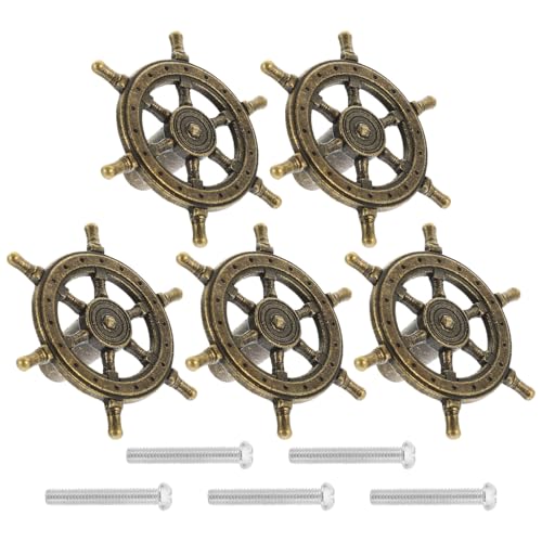 FOMIYES Pomos de Armario Vintage 5 Piezas Tiradores de Gabinete Metálicos Estilo Barco en Bronce Envejecido para Uso Doméstico y Muebles Estética Sofisticada