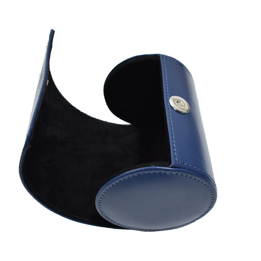 Fashionable Business PU Leder Krawatten Box 12 x 9 x 9 cm Zylinder-Form Krawattenhalter (Blau)
