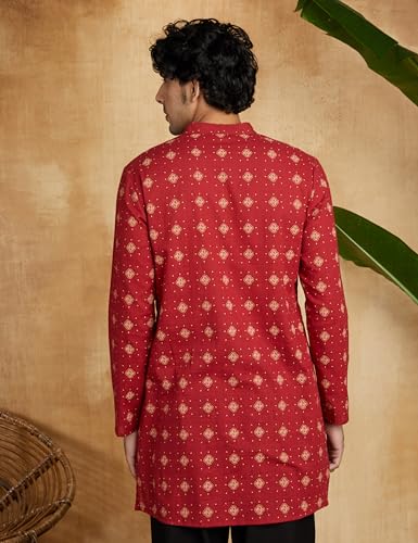 Image of Amazon Brand - Symbol Men's 100% Cotton Everyday Mid Length Casual Kurta - Regular Fit (Available in Plus Sizes)