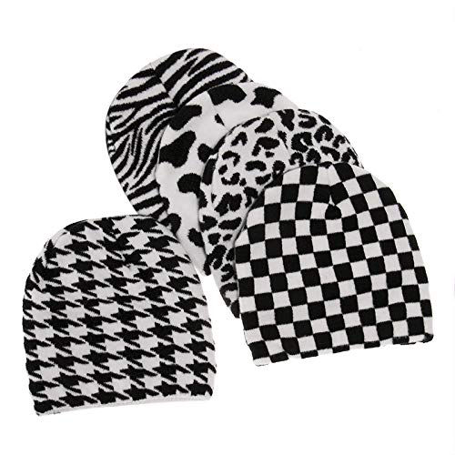 Newfancy Women Men Winter Hats Houndstooth Print Beanie Knitted Soft Warm Slouchy Skull Ski Cap #TOP3