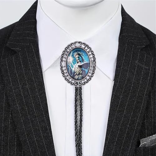Image of Jeilwiy Bolo Tie for Men Western Cowboy Gothic Bolo Tie Necklace Halloween | Glow in Dark Bolo Tie for Men Women, 3D Halloween Bolo Tie, Gothic Western Ties, String Ties for Men Rodeo Leather Necktie