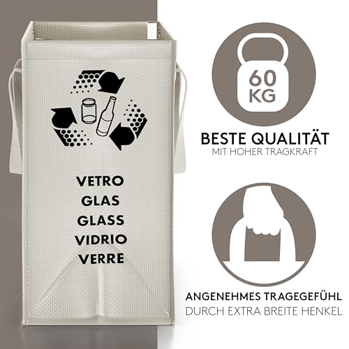 PTMS® Mülleimer 3 Fächer - Mülltrennsystem für Papier, Glas und Plastik – Ansicht 3