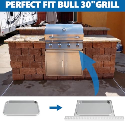 Image of SafBbcue Grill Grease Tray Stainless Steel Drip Pan Tray Bull for Grill Replacement Parts 24268 for All Bull Outdoor 30 Inch Grills-Angus, Outlaw, Lonestar