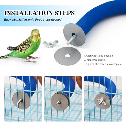 Image of Bird Perch Stand for Cage, Parrot Cage Accessories, Bird Toys U Shaped Stand for Budgies, Small Parakeets, Cockatiels, Conures, Macaws 6 PCS