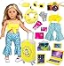 ebuddy Doll Clothes and Accessories 18 Inch Doll Travel Set with Unicorn Printed Luggage Suitcase Fit for 18 inch Girl Doll,Most 18 Inch Dolls(No Doll)