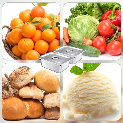 Image of Mifoci 2 Pack Stainless Steam Hotel Pan with Lid, 1 /2 Size x 4 Inch Deep Steam Table Pan Restaurant Supplies Reusable Anti Rust Steam Pan Water Pan for Home, Party, Restaurant, Hotel, Buffet