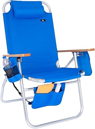 Deluxe XL - Silla de playa plegable de aluminio grande y resistente de 17 pulgadas de alto asiento para adultos carga de 300 libras Deluxe XL - Silla de playa plegable de aluminio grande y resistente de 17 pulgadas de alto asiento para adultos carga de 300 libras
