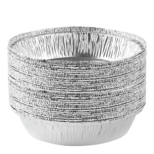 PLASTICPRO 7 Inch Round Tin Foil Pans Disposable Aluminum Pack of 20