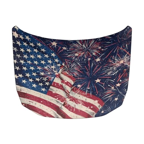 Image of Car Hood Cover Stretch Fabric Covers for Car Hood Waterproof Independence Day Theme Universal Auto Accessories Easy Installation for Car Hood Decor and Protection