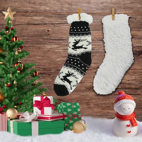Image of Slipper Socks for Women with Gripper - Winter Non Slip Thick Fuzzy Socks - Warm Cozy Christmas Gift