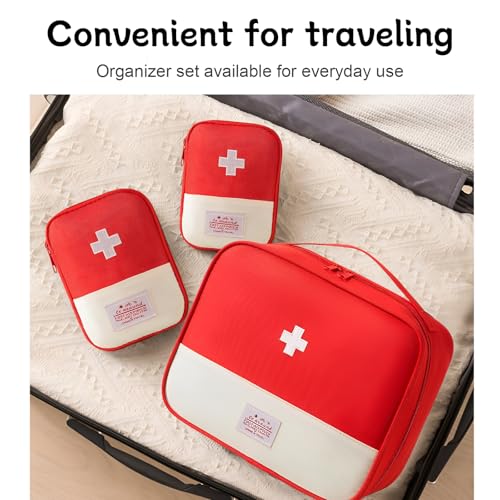 4 Stück Medikamententasche, Tragbar Medikamententasche, Große Kapazität Medizinische Notfalltasche, Reiseapotheke Tasche Wasserdicht, Medikament Tasche für Home Office Reisen(Rot)