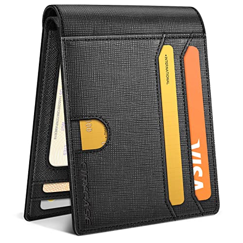 CIRYCASE Echtleder Geldbörse Herren, Portmonee Herren Slim Wallet mit 14 Fächer, 2 Durchsichtigen Ausweisfenstern, RFID Schutz, Clip Herrengeldbeutel für Großvater/Vater/Ehemann/Freund - Geschenkbox Cover