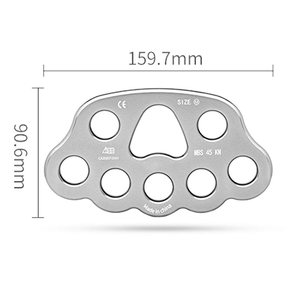NANANA Polea de Alpinismo de Aleación de Aluminio, Placa de Componente de Fuerza de 8 Agujeros, 45KN Bloque de Polea Giratoria Placa de Polea Oscilante para Escalada en Roca,90.6x159.7mm