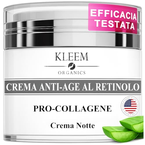 Crema Viso Antirughe Acido ialuronico con Retinolo e Collagene - Eletta Miglior Crema Antirughe Donna e Uomo per Rughe, Macchie Scure e Linee Sottili - 50ml