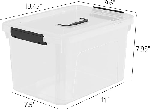 Miniatura 2 de 4 paquetes de contenedores de plástico de 10 cuartos de galón con tapas, contenedores de almacenamiento apilables para organizar, caja de