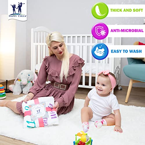 Miniatura 2 de Happy Chlea Manta Meses Bebé, Regalo De Nacimiento Original Para Recién Nacido - Manta Fotográfica Infantil - Idea De Regalo Personalizados Para Futuras Mamás - Certificado Luna Y Flores