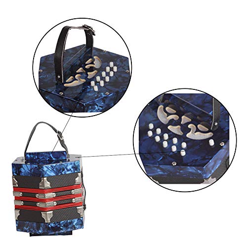 Lesgos 20 Button Concertina Accordion, Portable Professional Concertina Instrument with Carrying Bag, for Kids Beginner Music Enthusiast(Blue)