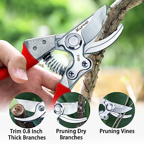 Kynup 2Packs Pruning Shears for Gardening, Garden Shears Scissors Heavy Duty, Bypass Pruner Hand Shears, Tree Trimmers Secateurs, Garden Clippers for Plants, Hedge Shears, Garden Tools (Red) - Thumbnail 4
