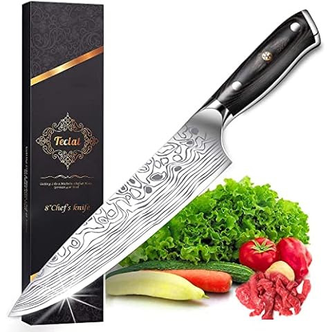 Teclat Küchenmesser -8 Zoll Echtes Deutsches Edelstahl Kochmesser Mit Ergonomischem - Robustem Griff - Ultra Sharp Messer Küche - Antihaft- und Korrosionsschutz Cover