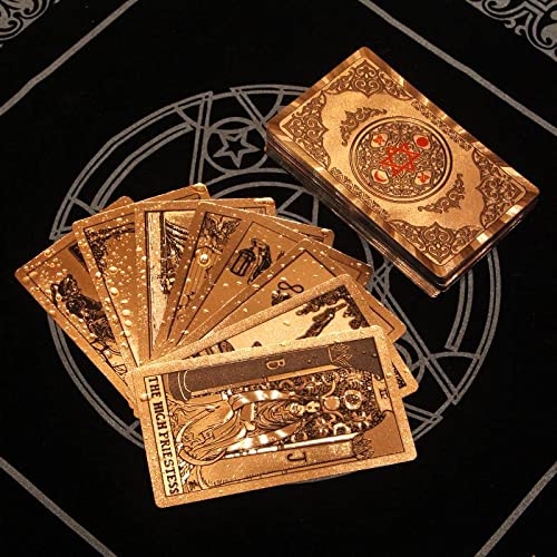 Générique Gold Foil Tarot, Tout en Anglais, ce Jeu est Un incontournable pour Les tarots débutants et avancés (Nouveaux Gold Foil Tarot, Hexagon Rose Gold,12 * 7cm