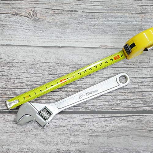 Image of Dr.Luck 8 Inch Sliver Adjustable Wrench, Drop Forged Steel Heat Treated Chrome-plated, Garage DIY Tool