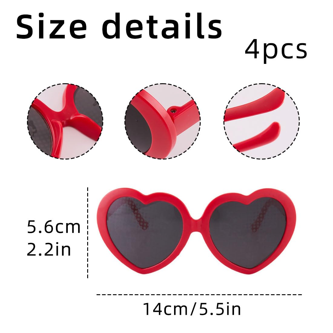 4 Occhiali A Forma Di Cuore - Effetto 3D Per Feste - Rosso/Nero/Rosa/Bianco - Foto 9