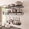 Kitchen 30 Inches Wall Mounted Pot Pan Rack Wall with 12 Hooks 2 Tiers, Matte Black KUR215S75B-BK