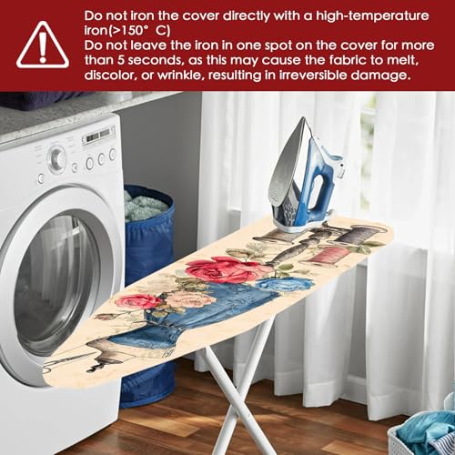 Image of Nuxovilar Vintage Sewing Floral Ironing Board Cover 15x54 Polyester | Iron Pad Scorch Guard laundry helper protective board shield home laundry room craft studio (Sewing Elements)