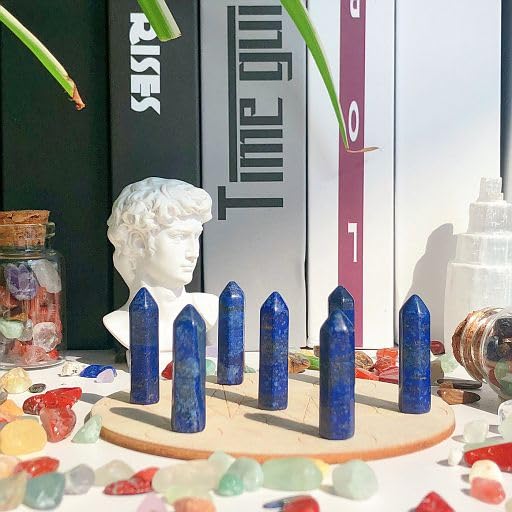 YATOJUZI 20PCS Lapis Lazuli Natural Healing Crystals Stones Sets Polished Tumbled Pocket Gemstones Bulk Wholesale Hexagonal Points Reiki Energy Balancing Chakra Meditation Therapy Gift for Women Men