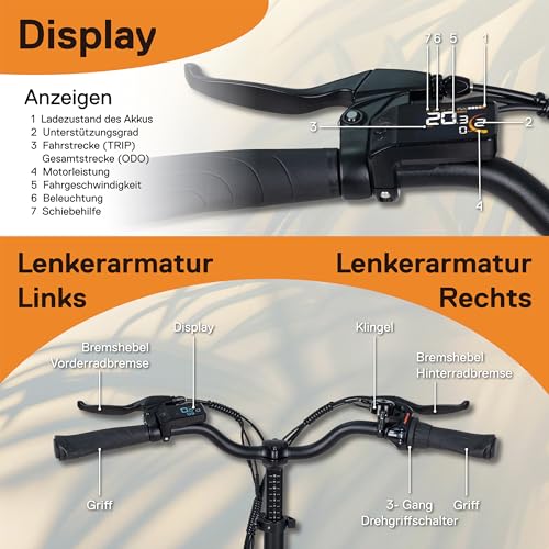 SAXONETTE E Bike Klapprad 20 Zoll mit Rücktrittbremse und nabenschaltung, E Fahrrad Herren mit 36V 11.4Ah 410Wh Akku, 80KM Lange Range, Elektrofahrrad Pedelec 25 km/h für Herren Damen – Bild 3