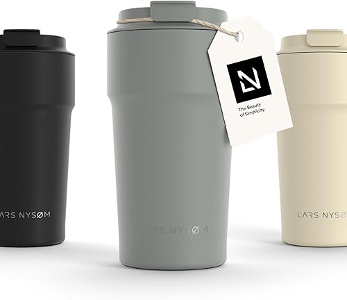 Miniatura 31 de LARS NYSØM Thermo - Taza de café para llevar, 13 onzas, taza de viaje de 0.38 litros con aislamiento, vaso térmico de acero inoxidable a prueba de
