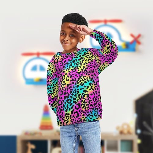 JUNZAN Fluorescent Leopard Kids Boys Hooded Sweatshirt Long Sleeve Outerwear for Kids Sports 4T4