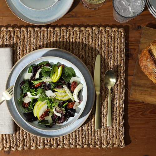 Image of Gibson Elite Hailstone 16 Piece Stoneware Reactive Glaze (Service for 4) Ceramic Plates and Bowls Dinnerware Set - Moon Blue