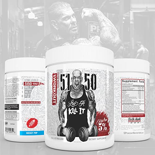 Image of 5% Nutrition 5150 High Stim Pre Workout Powder (Rocket Pop) | Extreme Energy, Focus, Pumps, Endurance | 400mg Caffeine, Citrulline, Beta Alanine, N-Acetyl L-Tyrosine, Alpha GPC, Huperzine