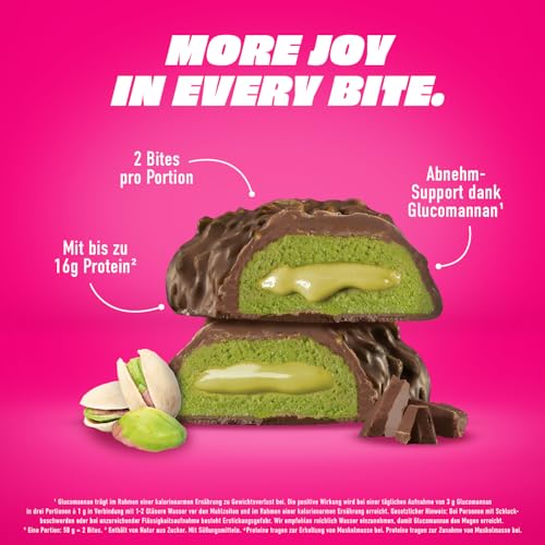 MORE Protein Satisbites, 12er Box Proteinriegel, Milk Chocolate Pistachio – Ansicht 3