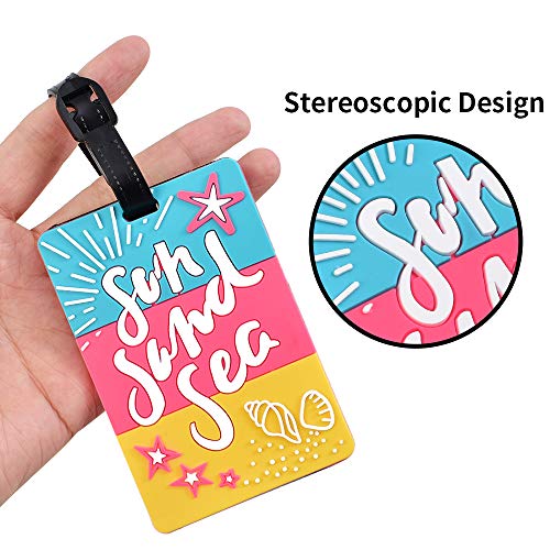 Unique Cute Luggage Tags for Women Men, Travel Suitcase Tags Summer Beach Luggage Tags Series Identify Label with Loop 6Pcs3