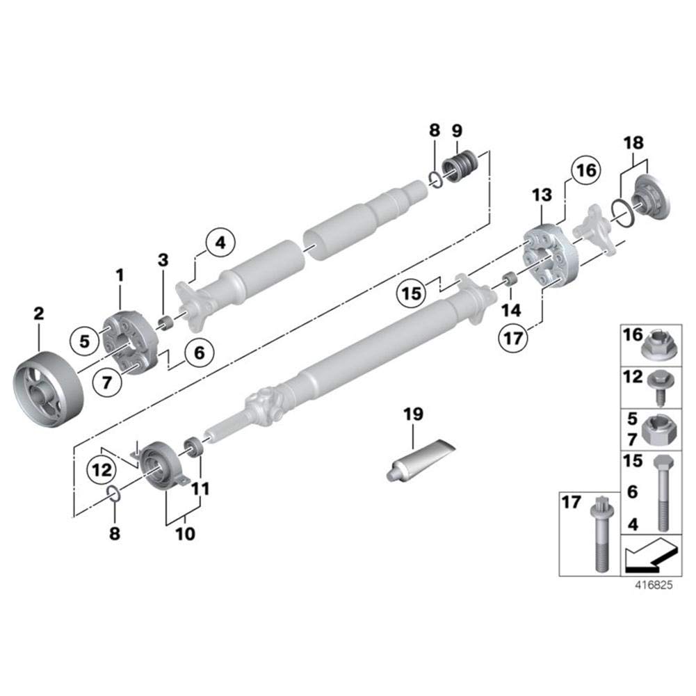 Aandrijfas middensteun, 26127526631, aluminium aandrijfas middensteun schroefas montage Geschikt voor 1 3 SERIE E81 E8