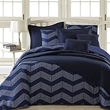Comfy Bedding Spot Chevron Microfiber 5-Piece Comforter Set (King 5-Piece, Navy Blue)