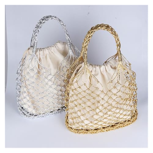 Bright Paper Ropes Woven Handbag Cotton Lining Straw Bag Female Reticulate Handbag Netted Beach Bag2