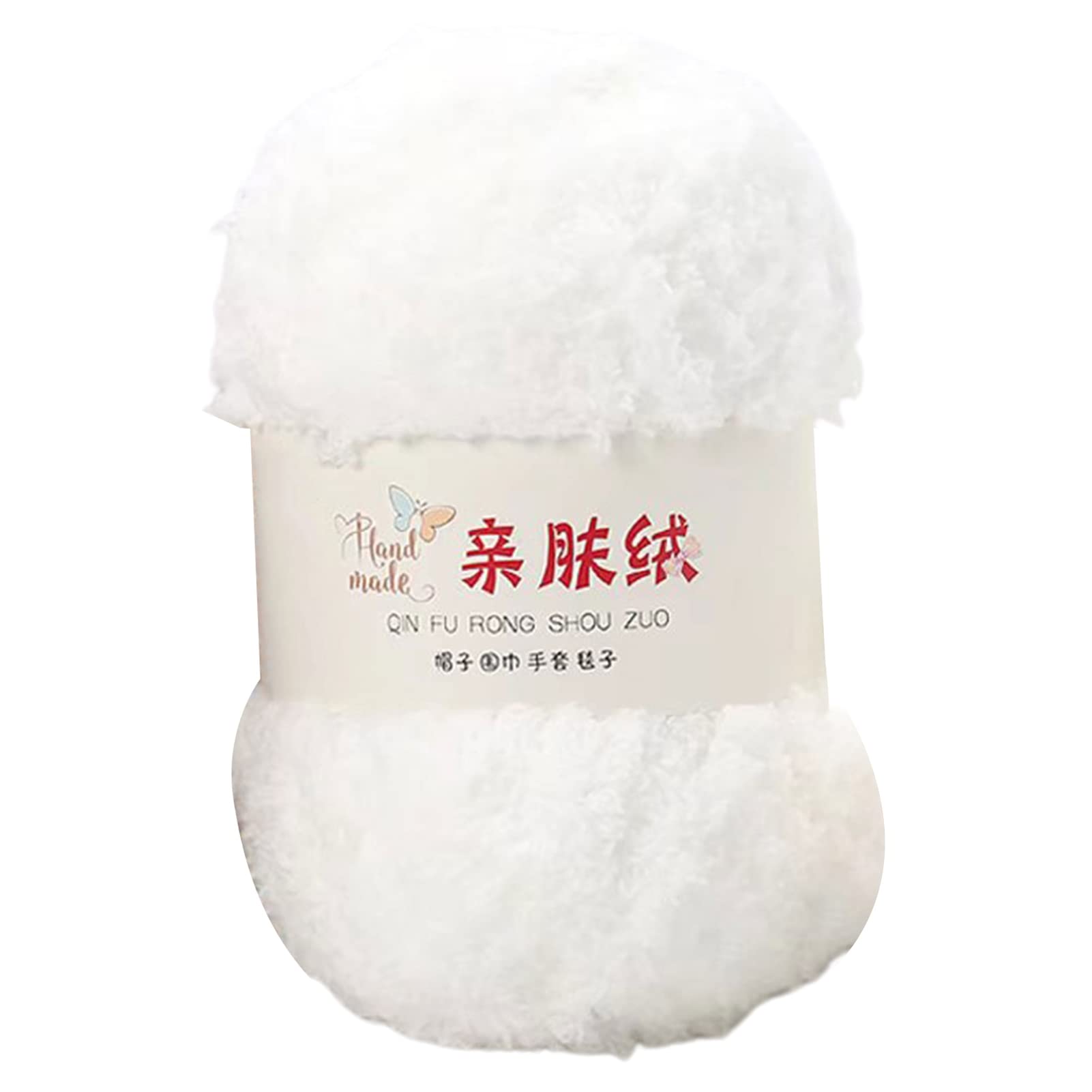 Altsuceser White Diy Fluffy Jumbo Knit Yarn, Fleece Sherpa Jumbo Yarn For Knitting, Crocheting, Blanket Making And Crafting