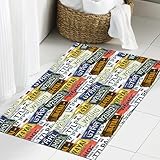 JHAOUNUK Schnell trocknende Badezimmermatte, saugfähige Bodenmatte für Zuhause, rutschfeste Gummi-Unterseite, leicht zu reinigen, Badezimmer-Duschmatte, Auto-Nummern der Fahrzeugzulassung in den USA